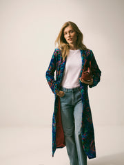Patti silk blend velvet paisley print long coat | NRBY Clothing