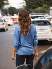 Penny linen jersey jacket - Azure