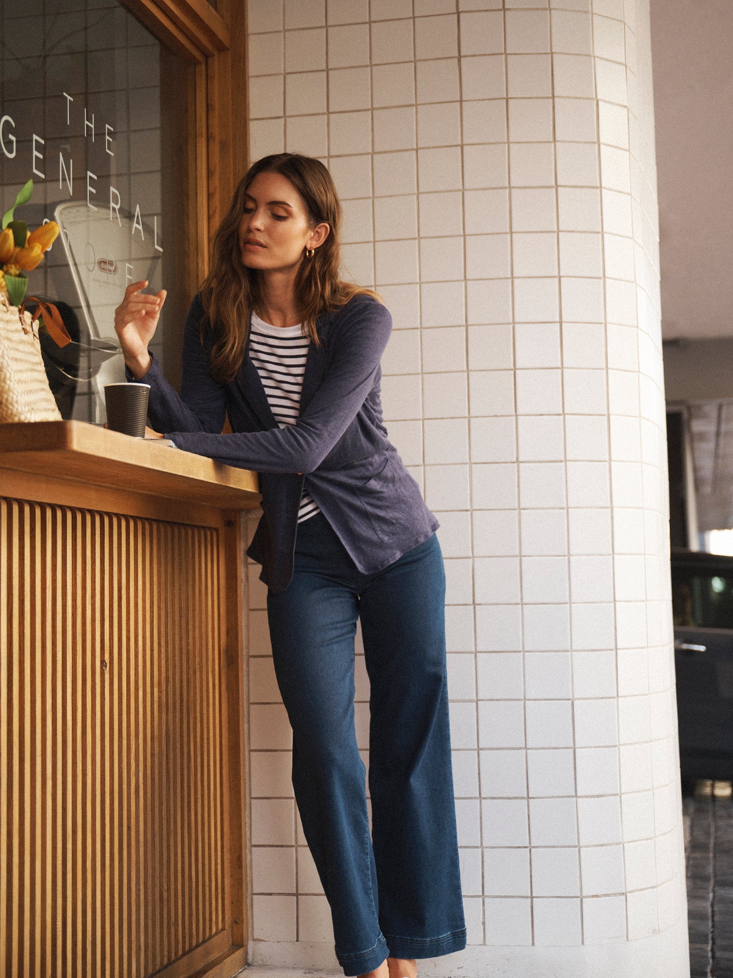 Penny linen jersey jacket - Navy