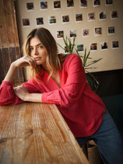 Perri cotton double cloth polo shirt - Red