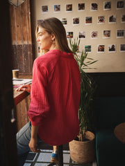 Perri cotton double cloth polo shirt - Red