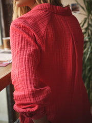 Perri cotton double cloth polo shirt - Red