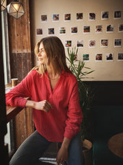 Perri cotton double cloth polo shirt - Red