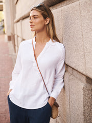 Perri cotton double cloth polo shirt - White