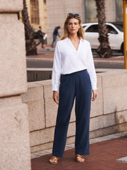 Thea cotton double cloth trouser - Navy