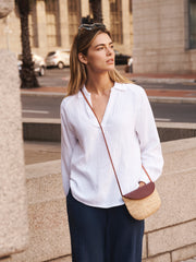 Perri cotton double cloth polo shirt - White