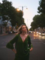Philly Silk Blend Velvet Shirt - Moss Green