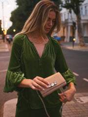Philly Silk Blend Velvet Shirt - Moss Green