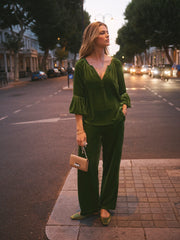 Philly Silk Blend Velvet Shirt - Moss Green
