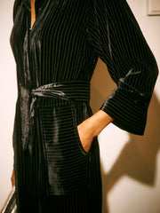 Pip silk blend velvet pinstripe jumpsuit - Black Pinstripe | NRBY Clothing