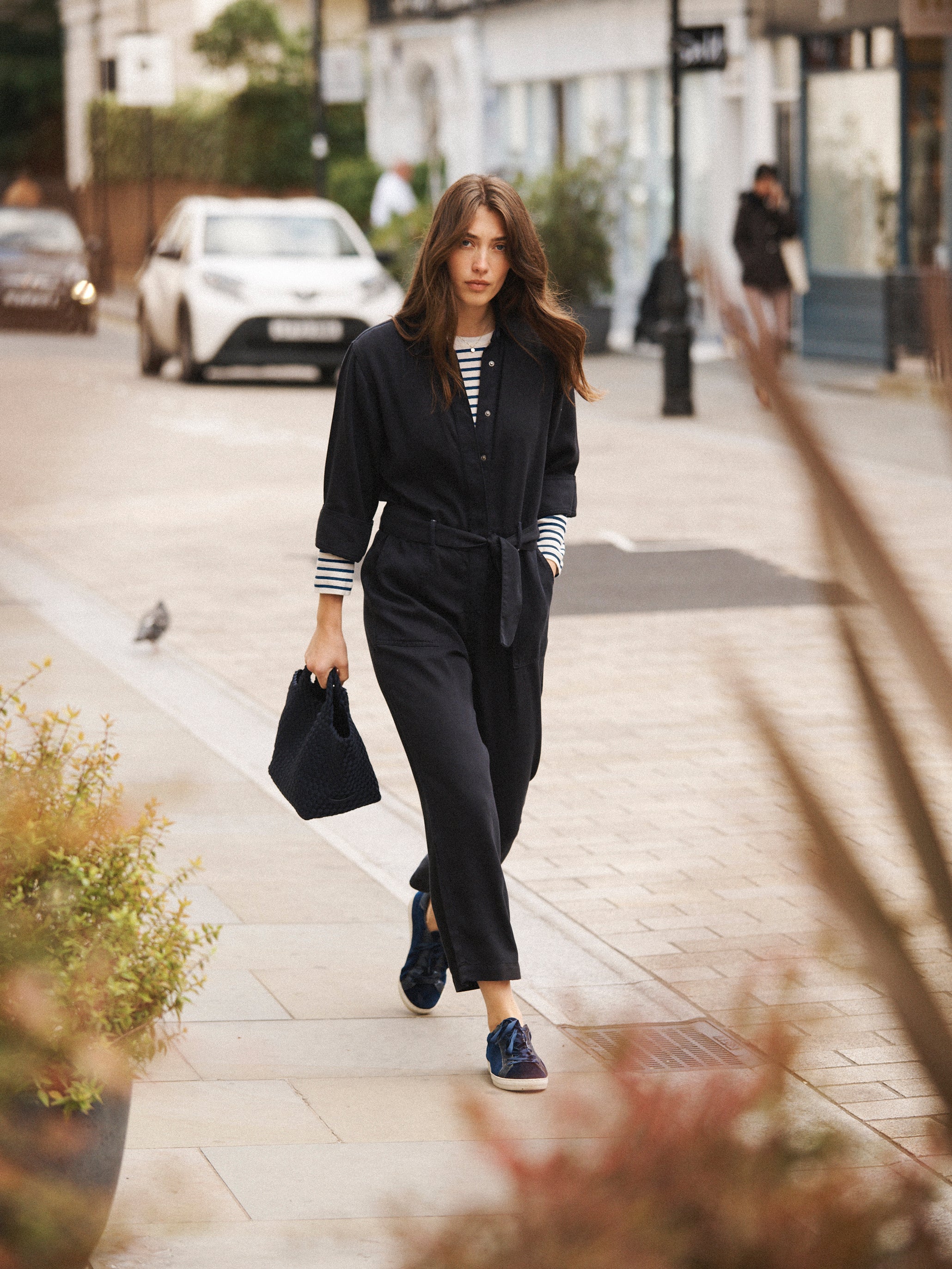 Polly tencel jumpsuit in Navy | NRBY Clothing