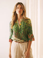 Polly silk garden path print top | NRBY Clothing