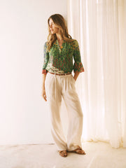 Polly silk garden path print top | NRBY Clothing