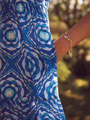 Portia silk tiered tile print maxi dress
