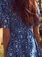 Portia silk tiered tile print maxi dress