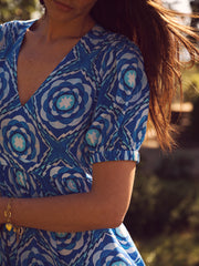 Portia silk tiered tile print maxi dress