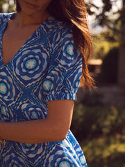 Portia silk tiered tile print maxi dress
