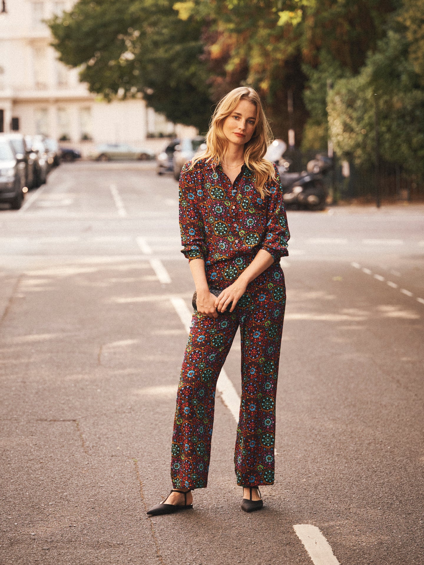 Thea silk kaleidoscope trouser