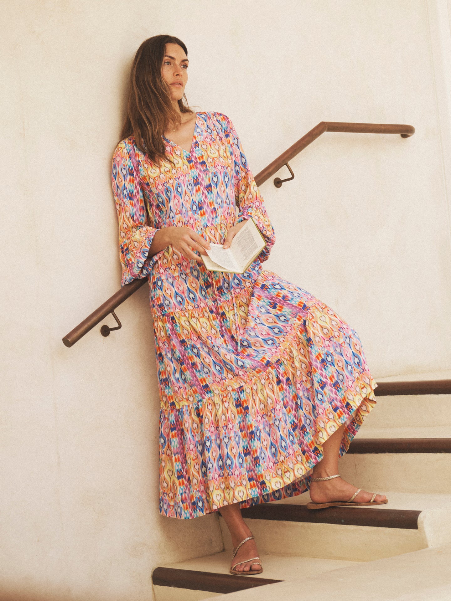 heart print maxi dress Priya Viscose Ikat Heart Print Dress