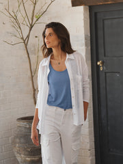 Pammy linen jersey vest - Cornflower Blue | NRBY Clothing