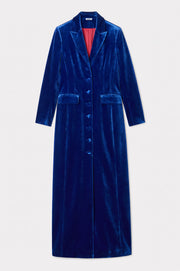Patti silk blend velvet coat - Lapis Blue