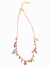 Plaited pink charm necklace