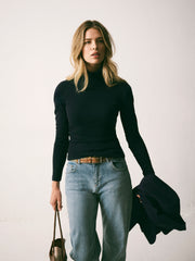 Rayne wool blend jersey roll neck - Navy | NRBY Clothing