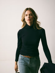 Rayne wool blend jersey roll neck - Navy | NRBY Clothing
