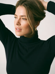 Rayne wool blend jersey roll neck - Navy | NRBY Clothing