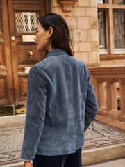 Robyn suede jacket - Denim Blue