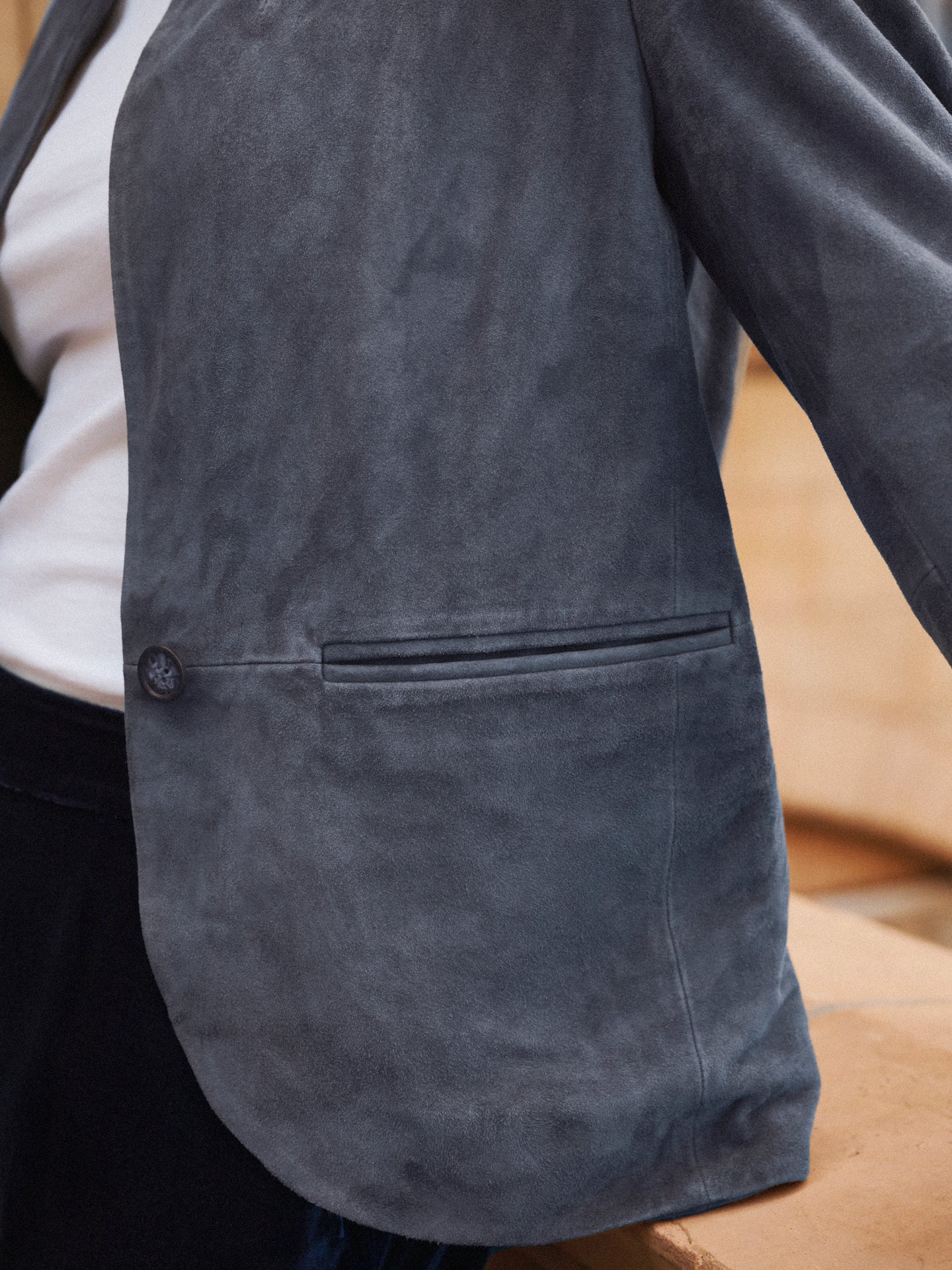 Robyn suede jacket - Denim Blue