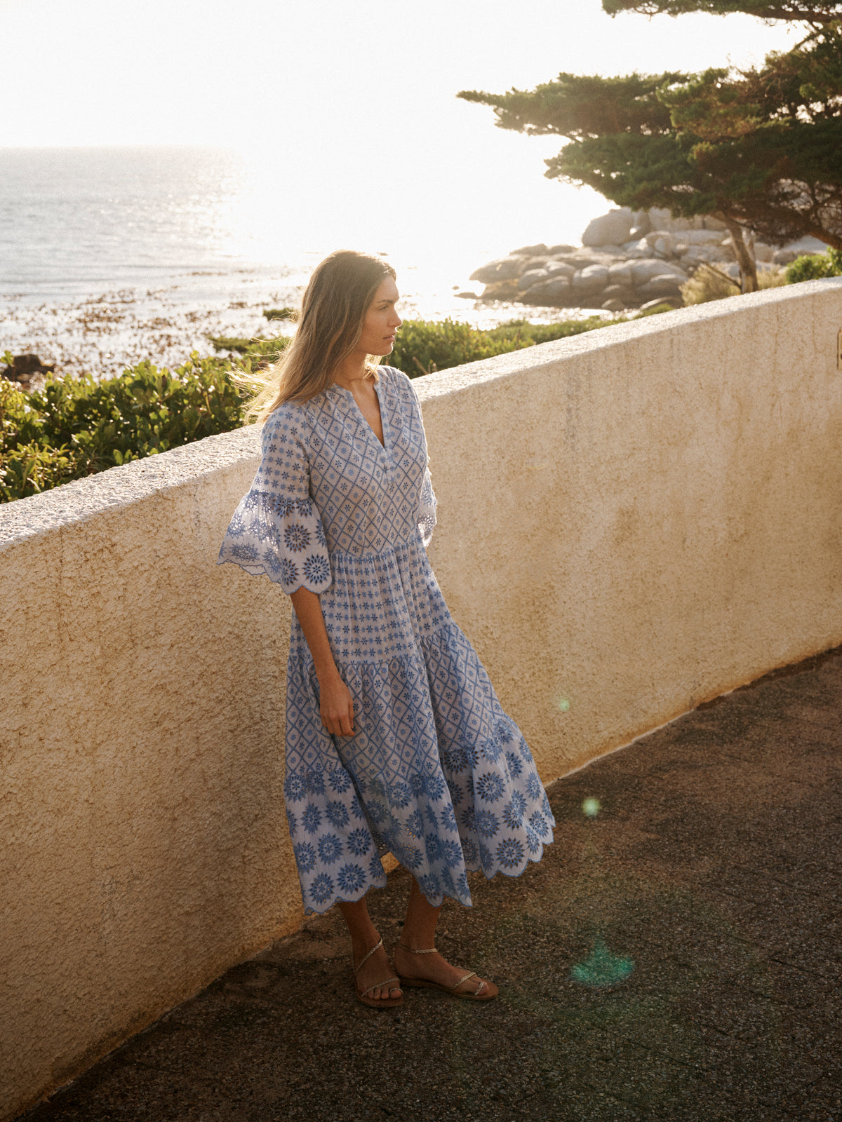 broderie dress blue Rosa Cotton in impact visual profile that Vafful Women's Long Sleeve BTS 6/6/26 Color:Obsidian
