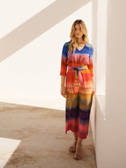 Rosemarie silk carnival stripe dress | NRBY Clothing