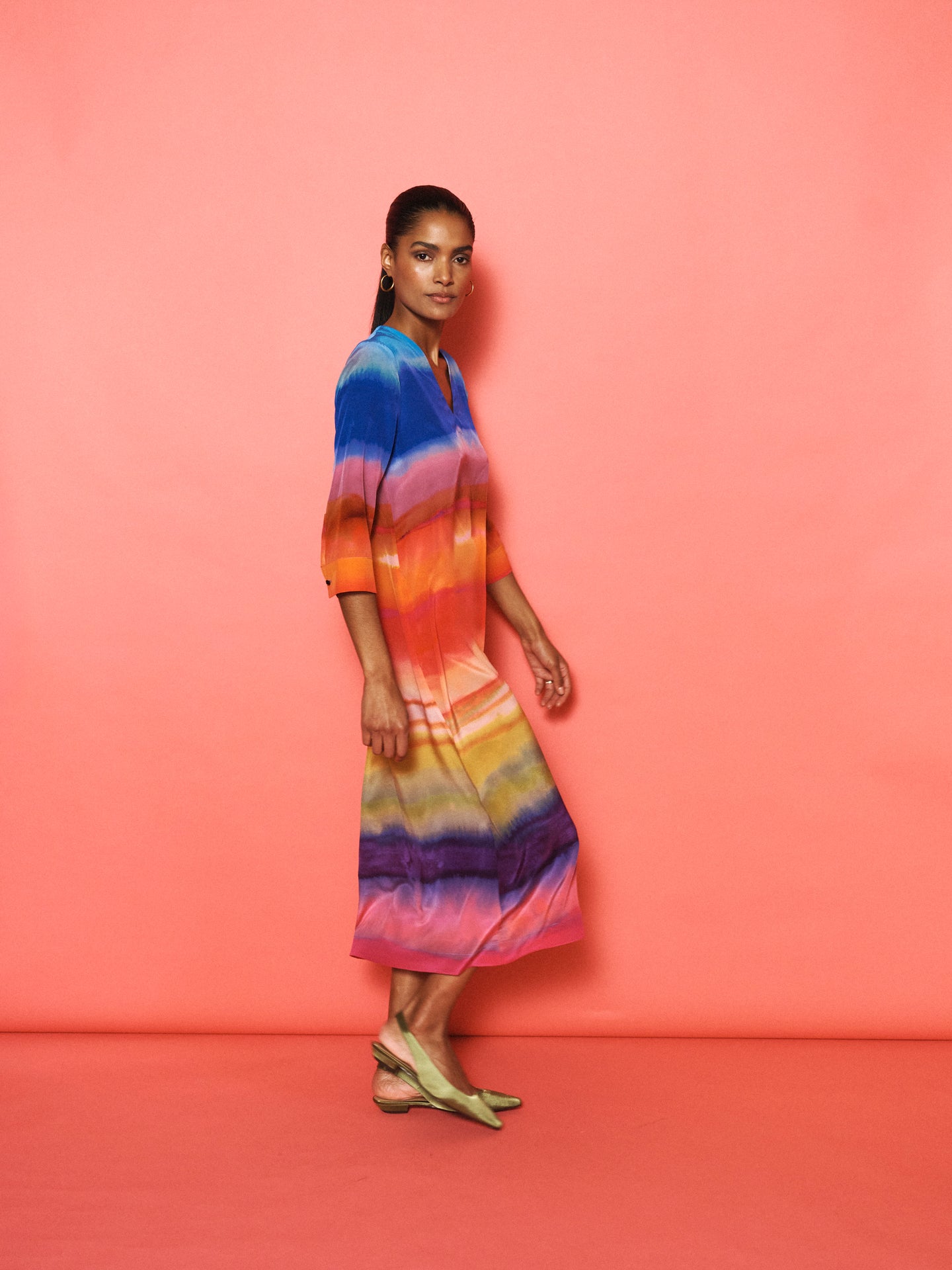 Rosemarie Silk Carnival Stripe Dress