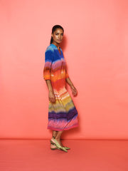 Rosemarie Silk Carnival Stripe Dress