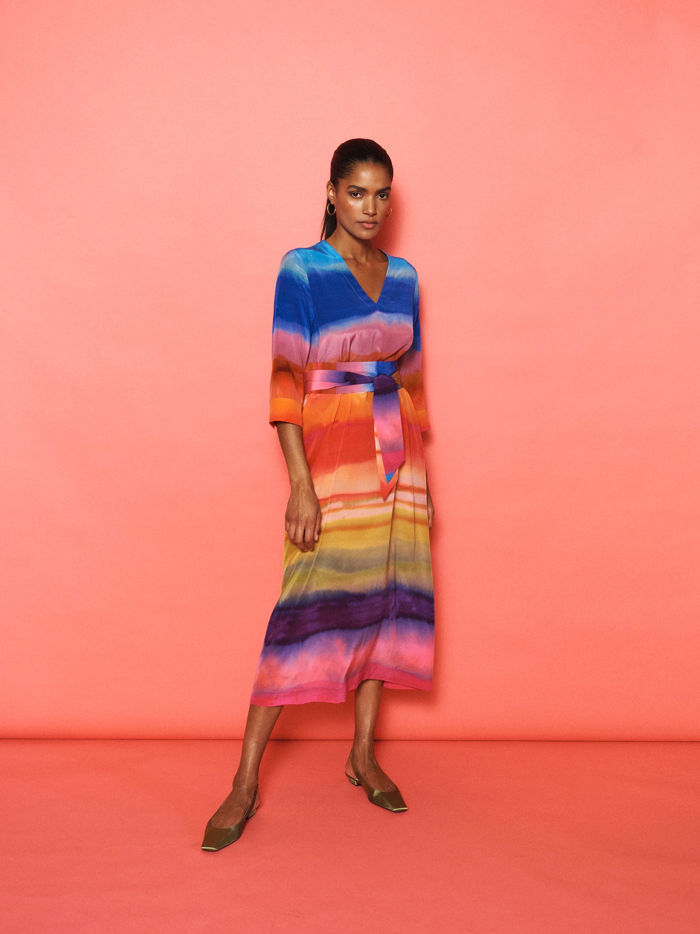 Rosemarie Silk Carnival Stripe Dress