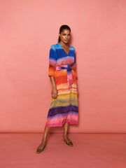 Rosemarie silk carnival stripe dress