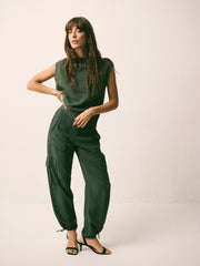 Becca silk cargo pant - Khaki