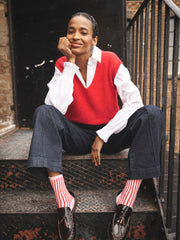 Rosie alpaca blend v-neck tank - Red