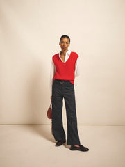 Pasha cotton wide leg pintuck jean - Rinse Wash