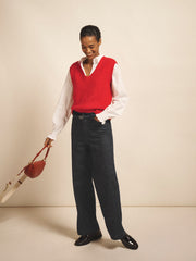 Pasha cotton wide leg pintuck jean - Rinse Wash