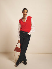 Rosie alpaca blend v-neck tank - Red