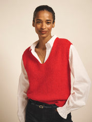 Rosie alpaca blend v-neck tank - Red