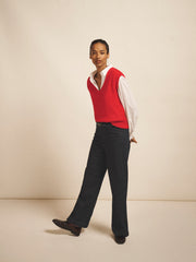 Pasha cotton wide leg pintuck jean - Rinse Wash