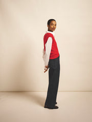 Pasha cotton wide leg pintuck jean - Rinse Wash