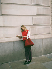 Rosie alpaca blend crew neck tank - Red | NRBY Clothing