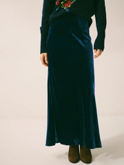 Cyd silk blend velvet bias cut skirt - Midnight | NRBY Clothing