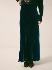 Cyd silk blend velvet bias cut skirt - Midnight | NRBY Clothing