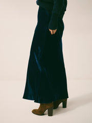 Cyd silk blend velvet bias cut skirt - Midnight | NRBY Clothing