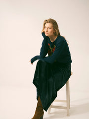 Rozsa embroidered rose Sweater - Navy | NRBY Clothing